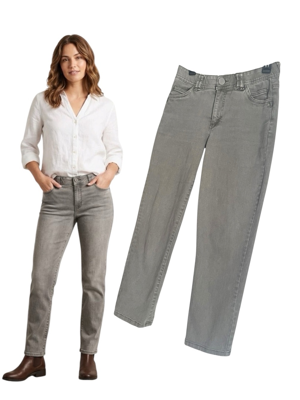 Democracy Grey "Ab"solution Classic Straight Leg Jeans | Size 6